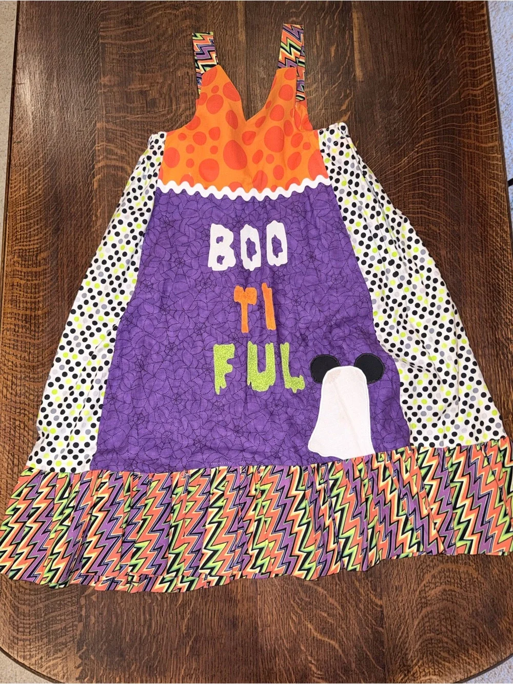 Disney Mickey & Friends Halloween Appliqué  Custom Dress - Orange & Purple